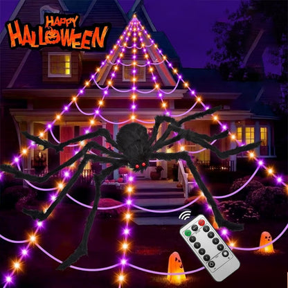 Falover® 17 FT 455-LED Outdoor Halloween Spider Web Lights