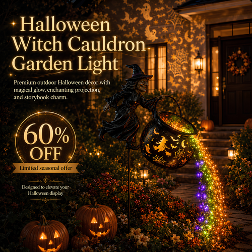 🎃 Halloween Flying Witch Cauldron Garden Light 👻 🌈