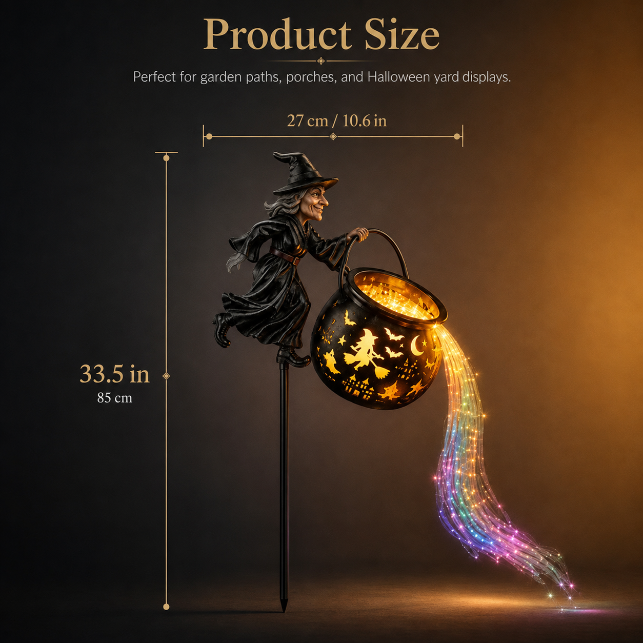 🎃 Halloween Flying Witch Cauldron Garden Light 👻 🌈