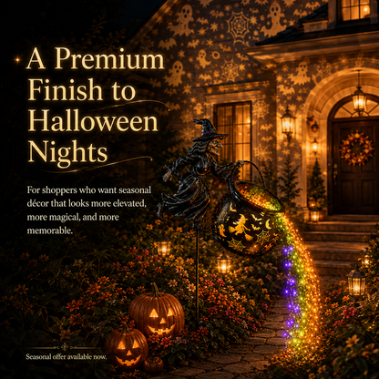 🎃 Halloween Flying Witch Cauldron Garden Light 👻 🌈