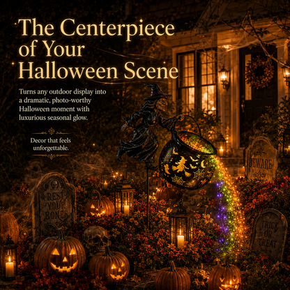 🎃 Halloween Flying Witch Cauldron Garden Light 👻 🌈