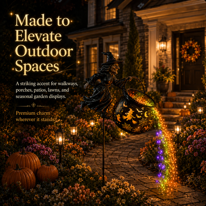 🎃 Halloween Flying Witch Cauldron Garden Light 👻 🌈