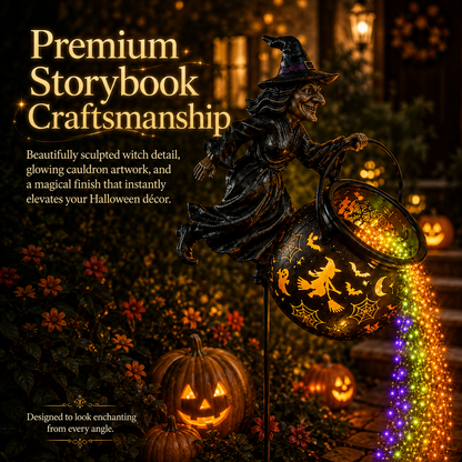 🎃 Halloween Flying Witch Cauldron Garden Light 👻 🌈
