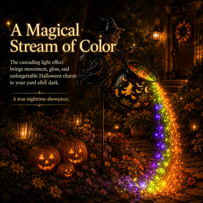 🎃 Halloween Flying Witch Cauldron Garden Light 👻 🌈