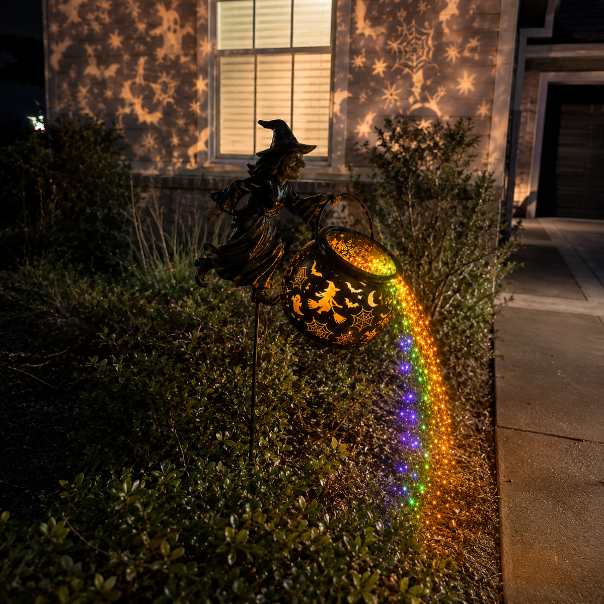 🎃 Halloween Flying Witch Cauldron Garden Light 👻 🌈